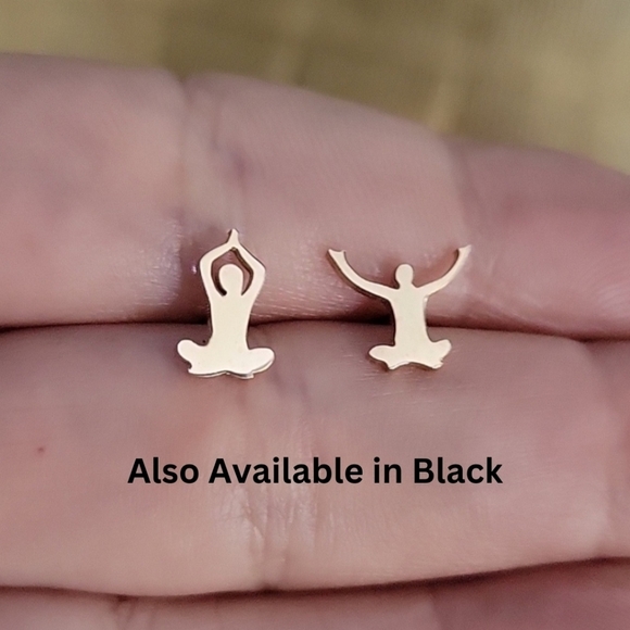 Yoga Pose Stud Earrings, choice of color - Picture 1 of 6